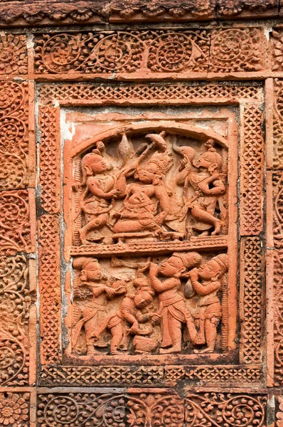 Terrakottafiguren Madanmohan Tempel Bishnupur Westbengalen Indien — Stockfoto