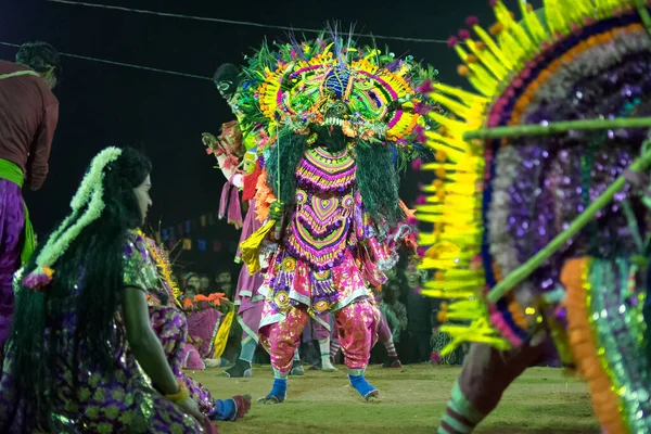 Bamnia Purulia West Bengal India Grudzień 2015 Tancerze Przebrani Potwora — Zdjęcie stockowe