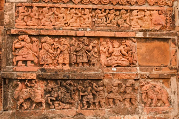 Terrakottából Készült Figurák Radhagobinda Templomban Bishnupur Nyugat Bengál India — Stock Fotó