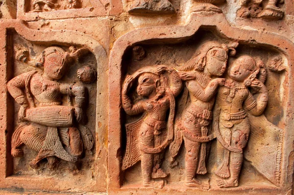 Figurinas Feitas Terracota Templo Madanmohan Bishnupur Bengala Ocidental Índia — Fotografia de Stock