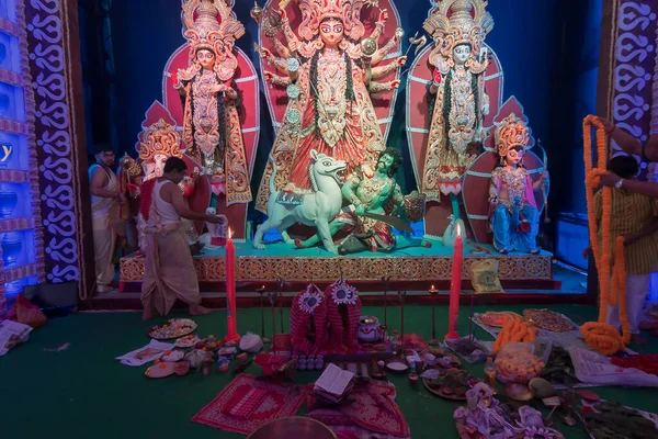 Howrah Batı Bengal Hindistan Ekim 2019 Aydınlatılmış Durga Puja Pandalı — Stok fotoğraf