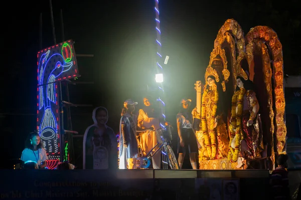 Kolkata Batı Bengal Hindistan Ekim 2017 Kızıl Yol Daki Durga — Stok fotoğraf