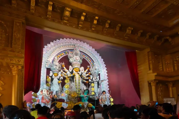 Kolkata Hindistan Ekim 2018 Durga Puja Pandalı Tanrıça Durga Ibadet — Stok fotoğraf