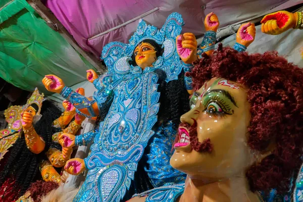 Kolkata Västbengalen Indien Oktober 2018 Clay Idol Gudinnan Durga Förberedelse — Stockfoto