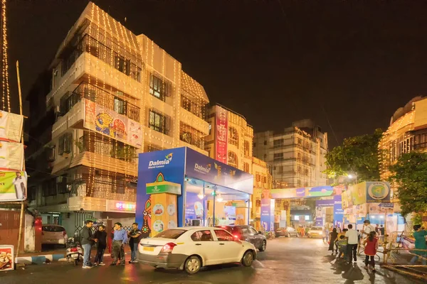 Kolkata India September 2017 Night Image Decorated Chakraberia Road Kolkata — 图库照片