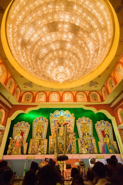 Kolkata Índia Setembro 2017 Ídolo Deusa Durga Decorada Pandal Durga — Fotografia de Stock