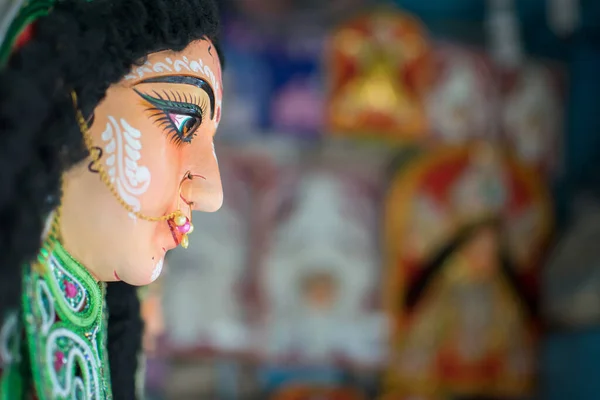 Clay Idol Bogini Durga Jest Przygotowywany Festiwal Durga Puja Kalkucie — Zdjęcie stockowe
