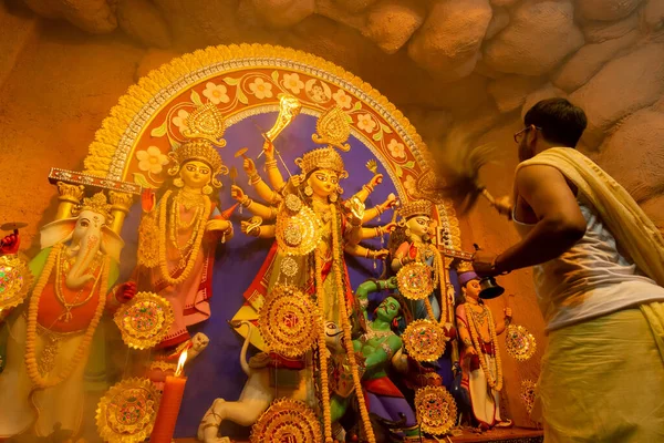 Kolkata Hindistan Ekim 2018 Durga Puja Festivali Nin Bir Ritüeli — Stok fotoğraf