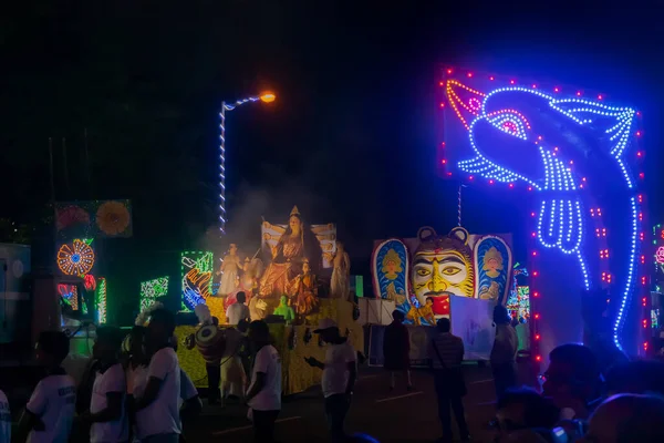 Kolkata Nyugat Bengál India 2017 Október Durga Puja Karnevál Vörös — Stock Fotó