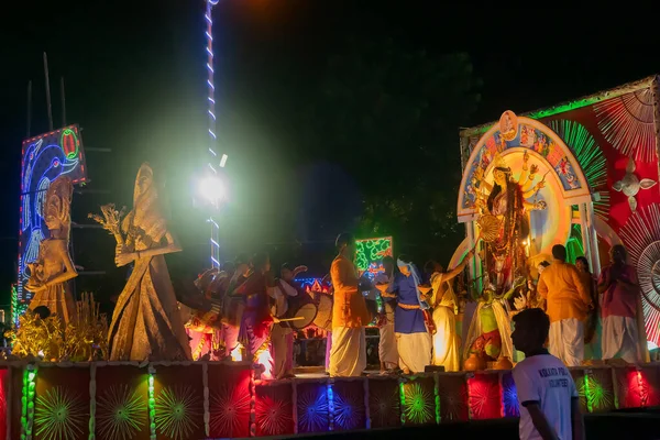 Kolkata Batı Bengal Hindistan Ekim 2017 Kızıl Yol Daki Durga — Stok fotoğraf