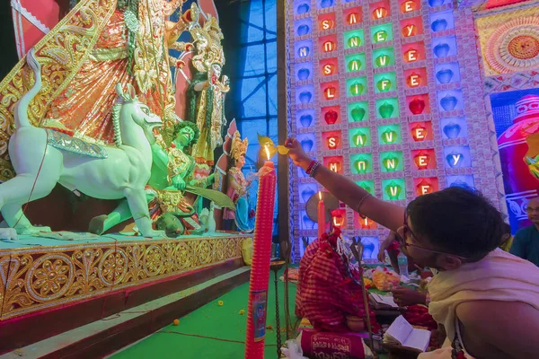 Howrah Batı Bengal Hindistan Ekim 2019 Durga Puja Festivali Sırasında — Stok fotoğraf