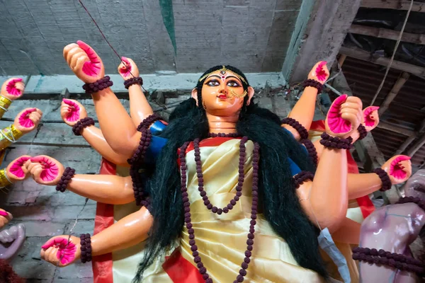 Kolkata Länsi Bengal Intia Lokakuuta 2018 Jumalattaren Durgan Clay Idolin — kuvapankkivalokuva