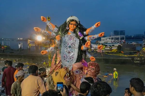 Kolkata West Bengal Índia Setembro 2017 Ídolo Deusa Durga Está — Fotografia de Stock