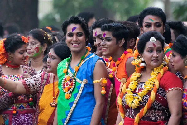 Kolkata India March 2018 Beautiful Young Man Spring Festive Make — Stock Photo, Image