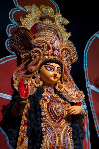 Ídolo Diosa Laxmi Durga Puja Pandal Decorado Durga Puja Festival — Foto de Stock