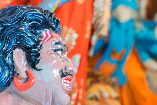 Clay Idol Asura Demon Ramach Przygotowań Festiwalu Durga Puja Kumartuli — Zdjęcie stockowe