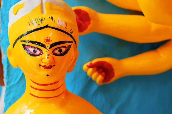 Clay Idol Bogini Durga Ramach Przygotowań Festiwalu Durga Puja Kumartuli — Zdjęcie stockowe