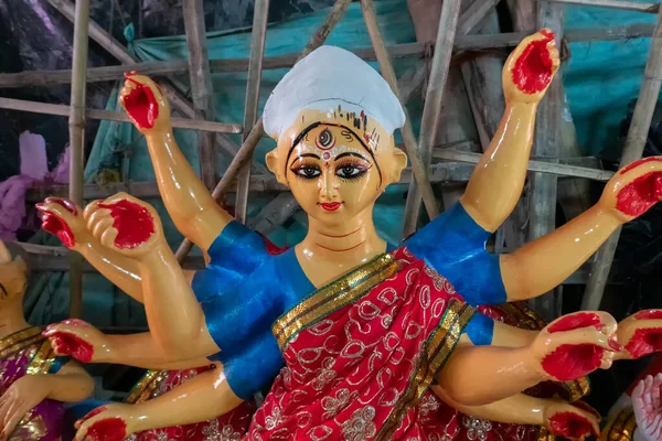 Kolkata West Bengalen India Oktober 2018 Clay Idol Face Goddess — Stockfoto