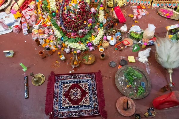 Kolkata Hindistan Ekim 2018 Durga Puja Sırasında Hindu Rahibin Oturması — Stok fotoğraf