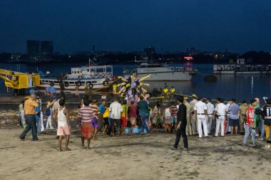 KOLKATA, Batı BENGAL, INDIA - 30 Eylül 2017: Tanrıça Durga 'nın putu 