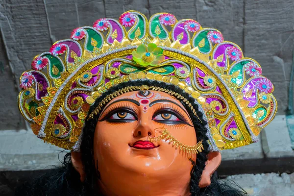 Kolkata West Bengal India 7Th October 2018 Clay Idol Face — Stock Photo, Image