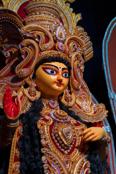 Rostro Diosa Laxmi Decorado Durga Puja Pandal Durga Puja Festival — Foto de Stock