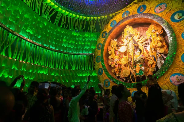 Kolkata India Október 2014 Pap Imádkozott Istennők Durga Durga Puja — Stock Fotó