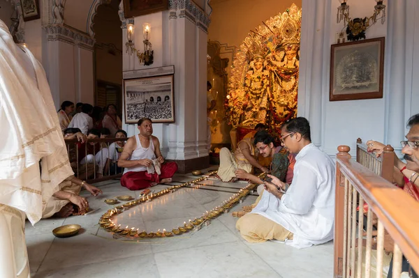 Kolkata Bengala Occidental India Octubre 2019 108 Lámparas Están Siendo —  Fotos de Stock