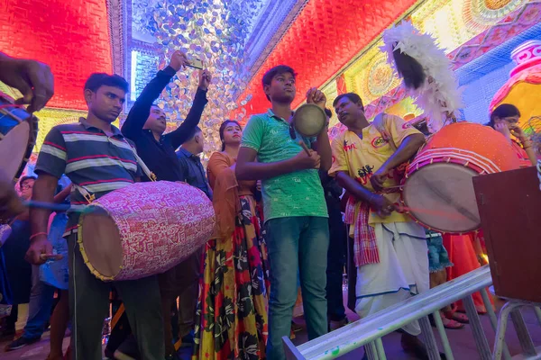 Howrah West Bengal Indie Października 2019 Tradycyjne Dhaaks Kansor Ghonta — Zdjęcie stockowe