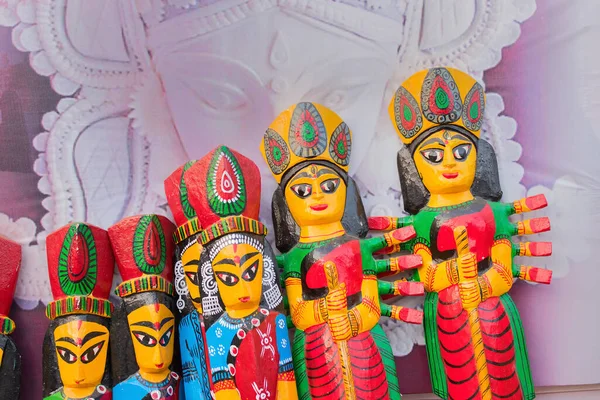 Madeira Feita Deusa Durga Artesanato Exposição Durante Feira Artesanato Kolkata — Fotografia de Stock