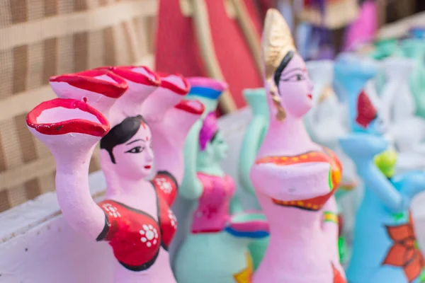 Bambole Colorate Argilla Artigianato Mostra Durante Fiera Dell Artigianato Calcutta — Foto Stock