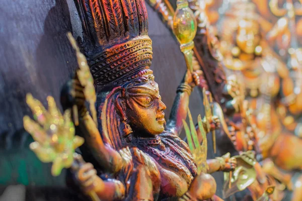 stock image Clay made Goddess Durga , terracotta handicrafts of Bankura and Bishnupur , on display during the Handicraft Fair in Kolkata , West Bengal, India. It is the biggest handicrafts fair in Asia.