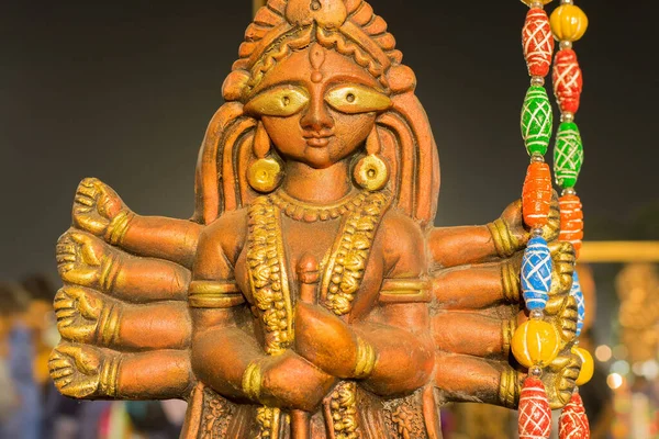 Clay Hizo Diosa Durga Artesanía Terracota Bankura Bishnupur Exhibición Durante — Foto de Stock