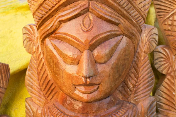Holz Made Goddess Durga Kunsthandwerk Das Während Der Kunsthandwerksmesse Kalkutta — Stockfoto