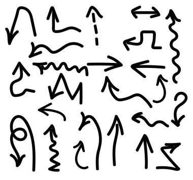 Grunge Skeç El Yapımı Suluboya Çizim Vektör Oku Koleksiyonu