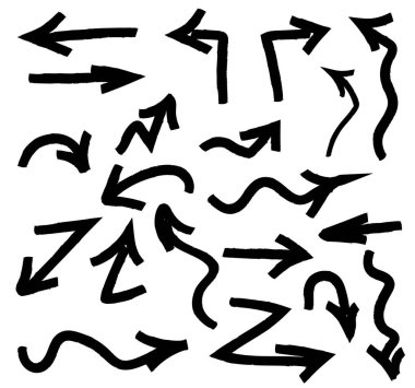 Grunge Skeç El Yapımı Suluboya Çizim Vektör Oku Koleksiyonu