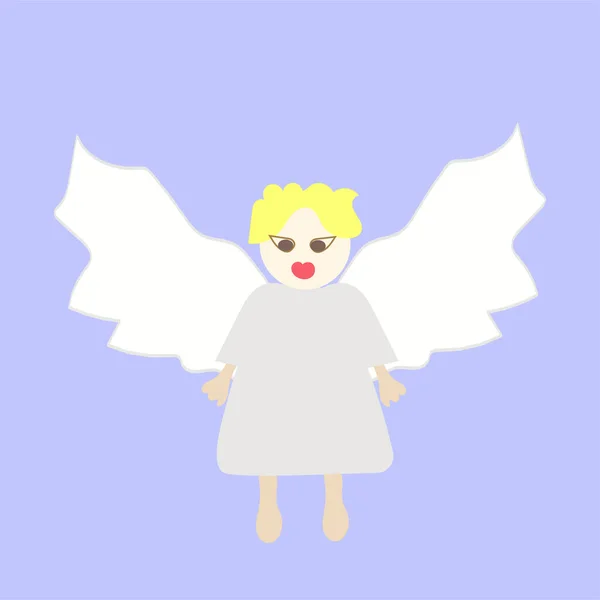 Cute Little Angel Winged Fairy Blonde Hair Beautiful Flying Girl — Stock Vector