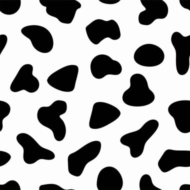 İnek dokusu örneği. Siyah ve beyaz pürüzsüz bir arka plan. Vektör illüstrasyonu