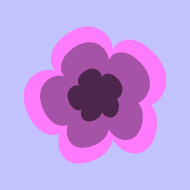 Mavi arka planda mavi ve mor çiçekler. Vektör illüstrasyonu