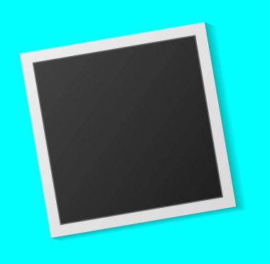 Beyaz arka planda gölgeli siyah beyaz fotoğraf çerçevesi. Vektör illüstrasyonu - Vektör