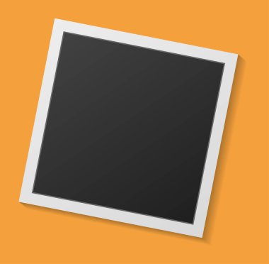 Beyaz arka planda gölgeli siyah beyaz fotoğraf çerçevesi. Vektör illüstrasyonu - Vektör