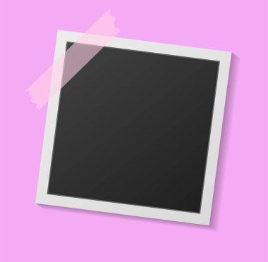 Beyaz arka planda gölgeli siyah beyaz fotoğraf çerçevesi. Vektör illüstrasyonu - Vektör