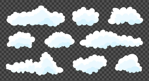 Nuages Isolés Sur Fond Gris Transparent Conception Simple Dessin Animé — Image vectorielle