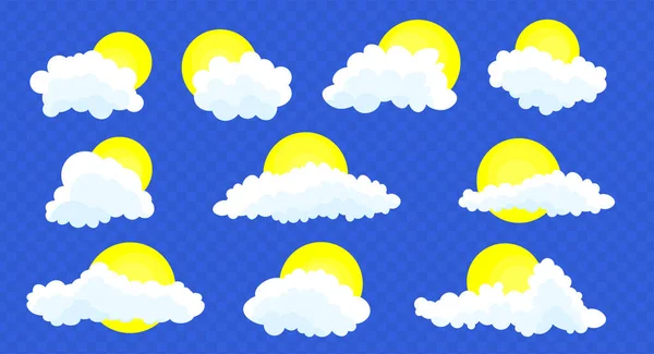 Wolken Isoliert Auf Blauem Transparentem Hintergrund Einfach Niedlich Cartoon Design — Stockvektor