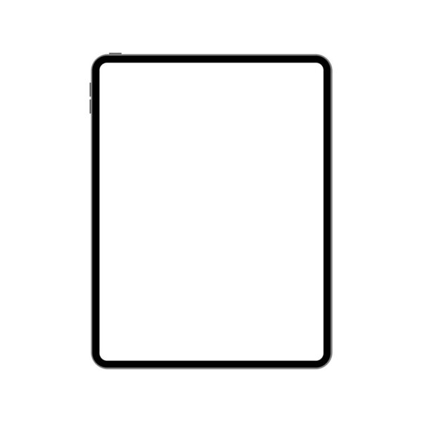 Новый дизайн серебряного планшета в модном стиле тонкой рамы с тенью изолированы на белом фоне. Векторная иллюстрация