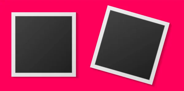白の背景に影が隔離された黒と白の写真フレーム ベクターイラスト ベクターイラスト — ストックベクタ