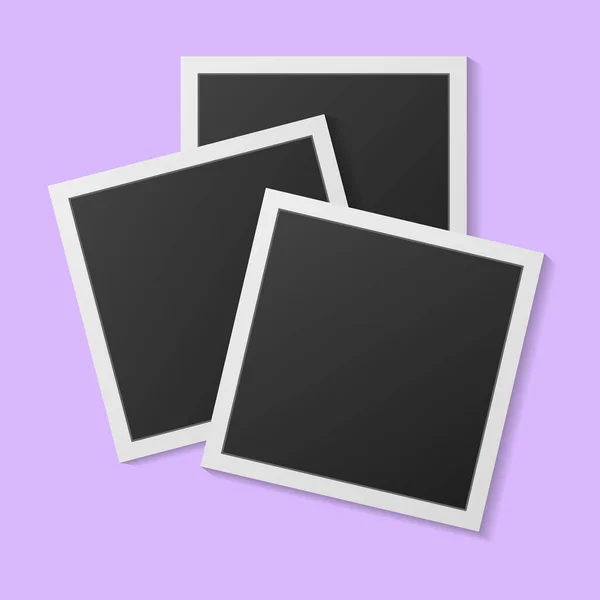 白の背景に影が隔離された黒と白の写真フレーム ベクターイラスト ベクターイラスト — ストックベクタ