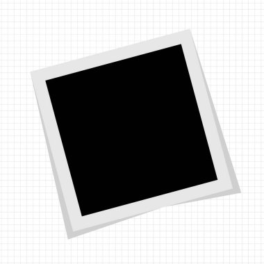 Beyaz arka planda gölgeli siyah beyaz fotoğraf çerçevesi. Vektör illüstrasyonu - Vektör