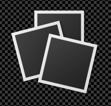 Beyaz arka planda gölgeli siyah beyaz fotoğraf çerçevesi. Vektör illüstrasyonu - Vektör