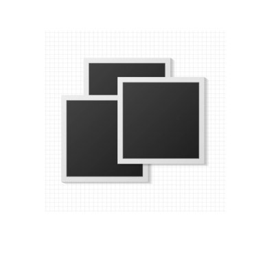 Beyaz arka planda gölgeli siyah beyaz fotoğraf çerçevesi. Vektör illüstrasyonu - Vektör